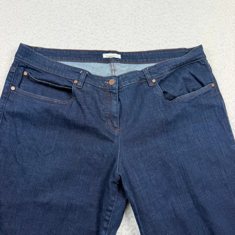 Eileen Fisher Jeans XL Blue Organic Cotton Stretch Capri Denim Dark Wash